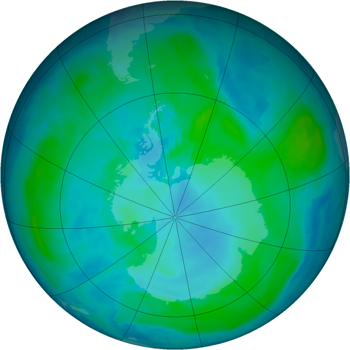 Antarctic ozone map for 11 February 1997